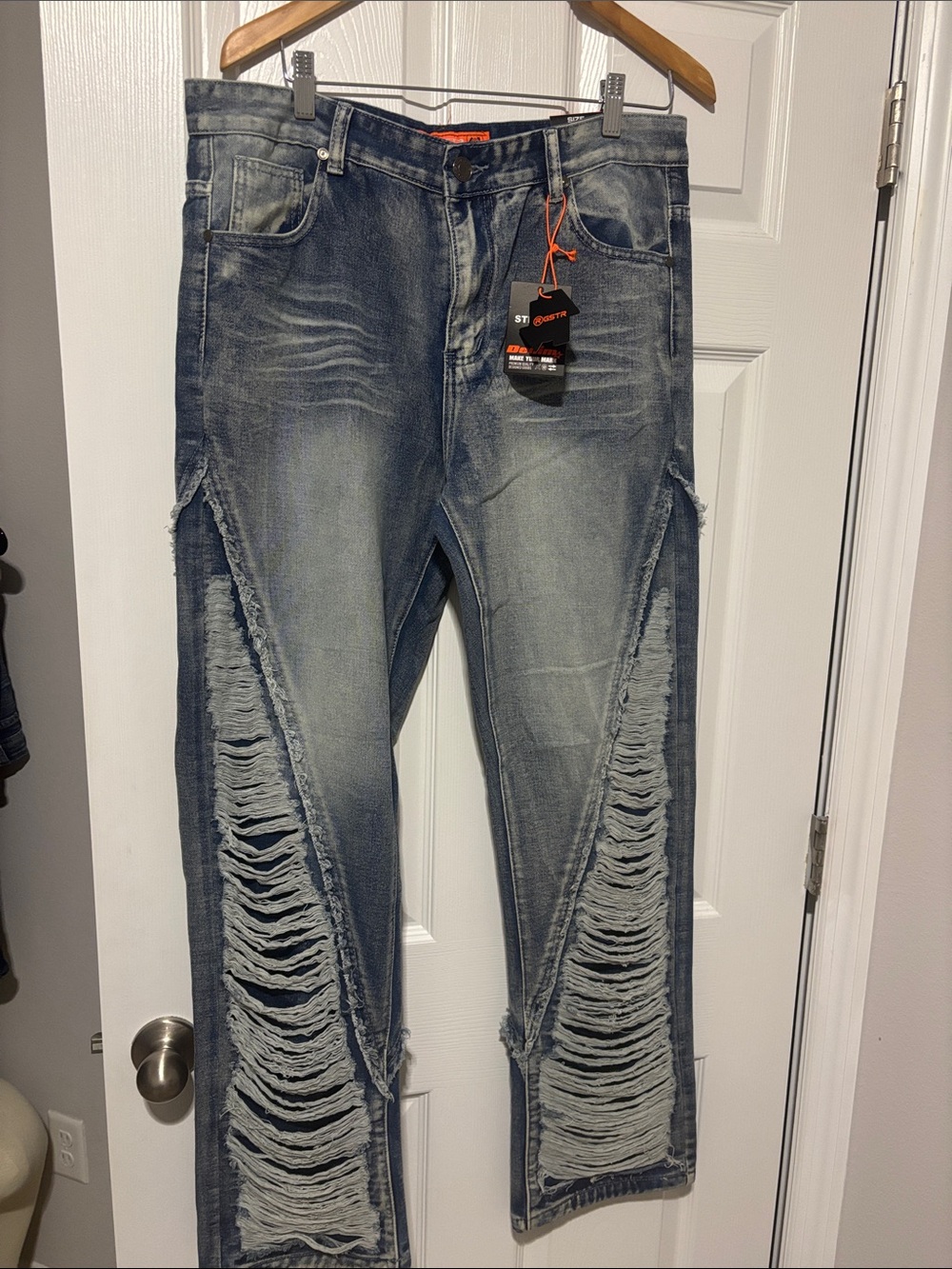 Men's Distressed Blue Denim Jeans - RGSTR